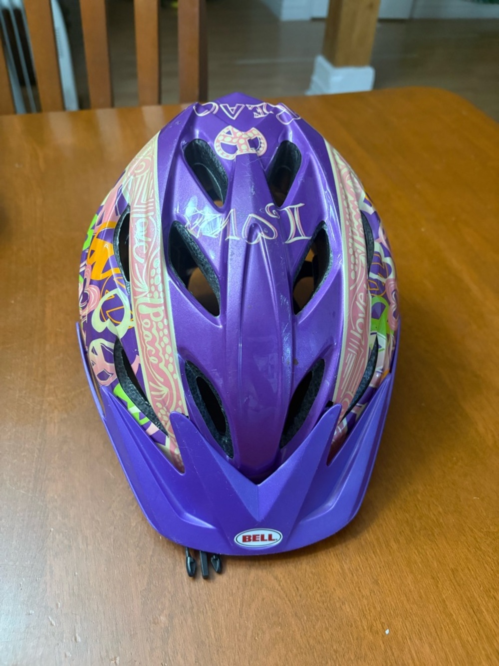 Bell Kids Purple Helmet with Colorful Graphic Accents
